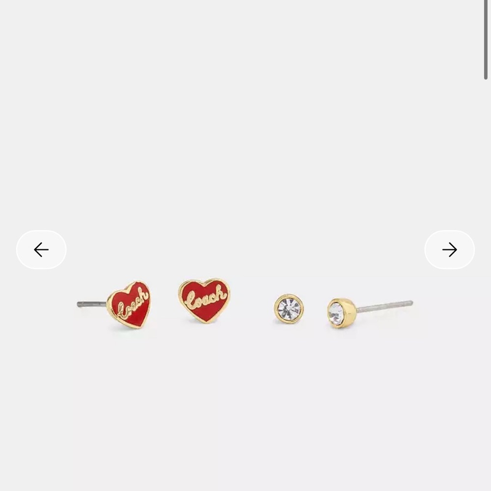 Coach Red Heart and Gold Accent Earring set
